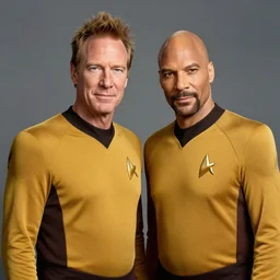 patrick stewart as jean - luc picard ( star trek ) and brent spiner as data ( star trek ), getting assimilated by the borg