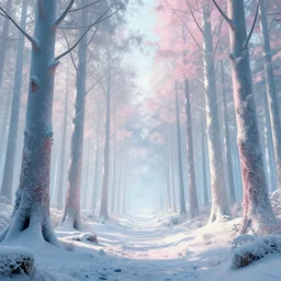style of william turner forest landscape. dramatic concept art, 4 k, high detail, volumetric lighting, color palette light blue, pink and white