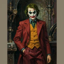 portrait of a joker in dark dungeon, jodhpurs greg manchess painting by sargent and leyendecker, studio ghibli, medium shot asymmetrical intricate elegant illustration hearthstone, by greg rutkowski by greg tocchini by craig mullins