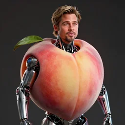 brad pitt in a peach fruit pit costume, peach pit, ef 8 5 mm f 1. 8 usm, bionic scifi alexandre ferra, hyper detailed, digital art, trending in artstation, cinematic lighting, studio quality, smooth render, unreal engine 5 rendered, octane rendered