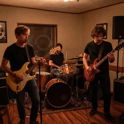 a band playing loud in a small room