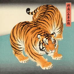 a beautiful painting tiger, by ukiyo - e award - winning art color screen printing