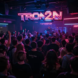 hip hop club in Tron 2.0, photo, detailed, 4k