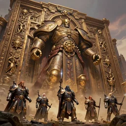 close shot angle from below of a godly giant ornated wall from warhammer 4 0 k, on a fantasy landscape, by hr giger, greg rutkowski, luis royo, wayne barlowe and cristian sauret, 8 k