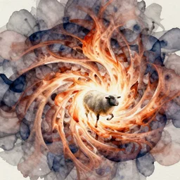 a watercolor fractal flame painted by the electric sheep