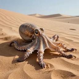 a sand octopus crawling in the desert by wayne barlowe