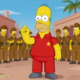 Homer Simpson joins the Vietcong red army in the Vietnam war, Real Event, Historical Event, Realistic, HDR, Clear Image,