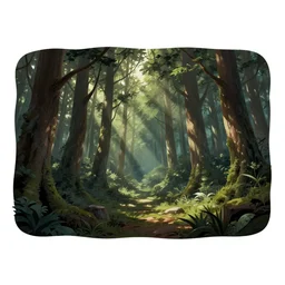 enchanted forest wide angle shot, white background, vector art, illustration by frank frazetta