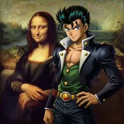 jotaro kujo and star platinum, oil painting, Da Vinci style