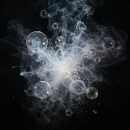wallpaper of bubbles filled with smoke bursting,