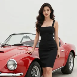 Professional photography, a beautiful woman with a 1967's sports car