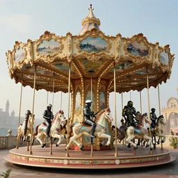 a baroque rococo gothic carousel, ilm, beeple, star citizen halo, mass effect, starship troopers, elysium