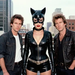 phil noto, peter mohrbacher, thomas kinkade, artgerm, 1 9 5 0 s rockabilly catwoman dc comics, symmetrical eyes, city rooftop