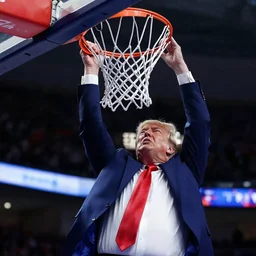 donald trump slamming a dunk, award winning picture
