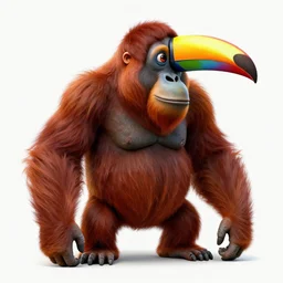 a creature that looks like its comprised of the body of an orangutan and the head of a toucan, trending on artstation, creature artwork --height 1024