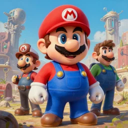 post apocalyptic nintendo super mario bros, realistic portrait, masterpiece painting by greg rutkowski wlop and ross tran, highly detailed sharp focus