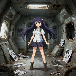 Interior of a abandoned and derelict spaceship from the anime KonoSuba: God's Blessing on This Wonderful World , trending on artstation, anime wallpaper , highly detailed , 4K , 3D rendered with some manga thrown into the mix