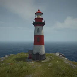 screenshot of a lighthouse in a coastal landscape in the game Disco Elysium