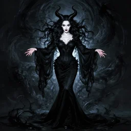 style of daido moriyama, artgerm : : gorgeous willa holland : : evil witch, swirling black magic, black dress : : symmetrical face, symmetrical eyes : : full body pose : : gorgeous black hair : : magic lighting, low spacial lighting : :