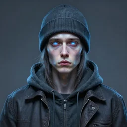 portrait of a starving ai artist, detailed clothing, beanie, concept art, artstation, detailed luminescent airbrush painting by alan lee and artgerm