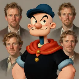 character concept portrait, popeye, style digital painting, concept art, smooth, sharp focus, illustration by ruan jia and mandy jurgens and william - adolphe bouguereau, artgerm