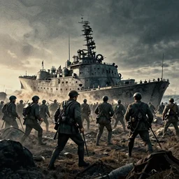 Battle of Gallipoli, dynamic lighting, cinematic, establishing shot, extremely high detail, photo realistic, cinematic lighting, intricate line drawings, 8k resolution