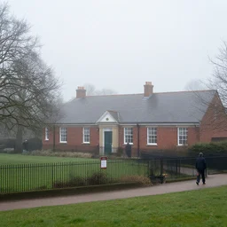 A british school on a foggy morning