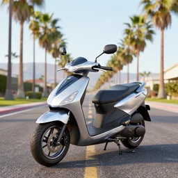 1 9 8 7 honda elite scooter on palm springs road, octane render, 3 d,