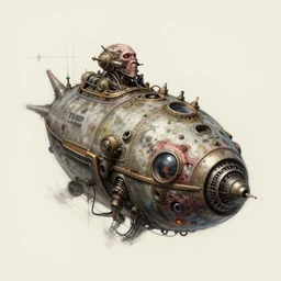 A photo-realistic sketch of a bio-punk Nautilus, flesh-punk.