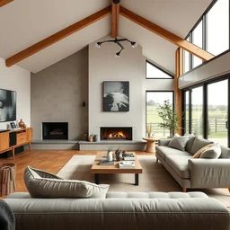 cozy hygge modern living room in house deep in scottish countryside by john howe and greg rutkowski