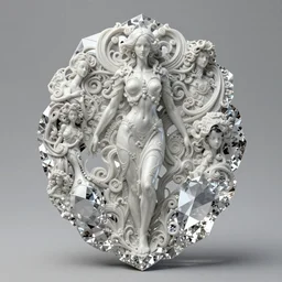 organic cyborg, diamond sculpture, baroco style, diffuse lighting, fantasy, intricate, elegant, highly detailed, lifelike, photorealistic, digital painting, artstation, illustration, concept art, smooth, sharp focus, by john collier and albert aublet and krenz cushart and artem demura and alphonse mucha.