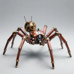 steampunk spider robot with eight legs and gears, insane details, sharp focus, octane render