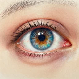 a pastel drawing of horrific depiction of eye surgery, eyes of a person.