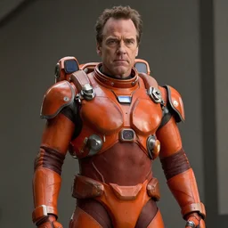 Bryan Cranston as Gordon Freeman, orange metal HEV suit, still from a movie