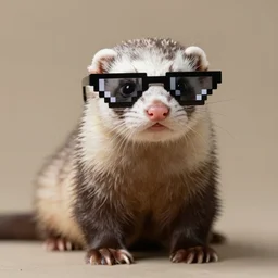 ferret wearing pixelated glasses, realistic 4 k