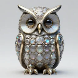 symmetrical detailed sculpture of an owl, made of Iridescent Gems--cfg_scale=12