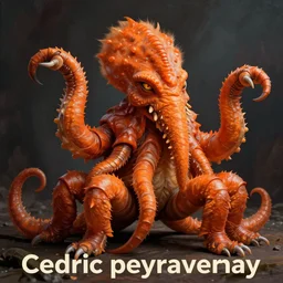 zoological portrait of orange cthulhu by cedric peyravernay