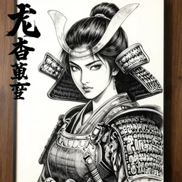 a very intricate portrait of female indian samurai, realistic drawing ink, tsutomu nihei, cover art