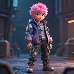 full body character, pink hair 3 0 yo male, cyberpunk intricate streetwear, dystopian, trending on artstation, beautiful, intricate complexity, digital painting, anime, disney, pixar, 8 k, hd, dof, kodak film, volumetric lighting, subsurface scattering, photorealistic, octane render, extreme details