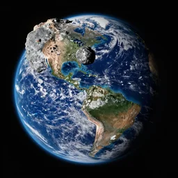 A huge asteroid colliding with earth, realistic, HDR, Caught by James Webb Telescope,