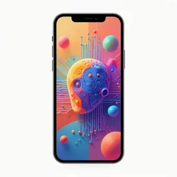 A desktop wallpaper that visualizes AI, geometric but organic, visualize, iPhone wallpaper, vivid colors, Machine Learning, surrealism