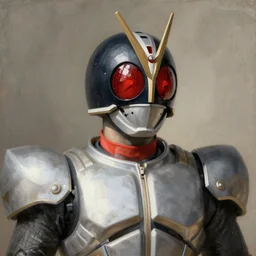 a realistic painting by Michaelangelo depicting the Kamen Rider with the head of Kabutaku in the Renaissance,smooth,Sharp focus,high detailed,high resolution,fine art, upper body,bright colour,trending on Artstation.