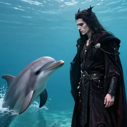 prince of darkness having a chat with a dolphin