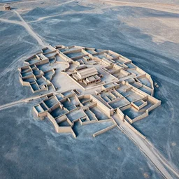 aerial photography  cool slate, ancient desert settlement