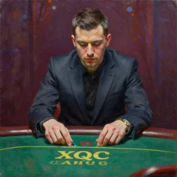 xQc gambling , oil painting