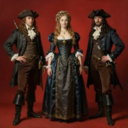 solomon joseph solomon and richard schmid and jeremy lipking victorian genre painting full length portrait painting of a young beautiful woman traditional german french actress model pirate wench in fantasy costume, red background