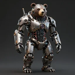 complex 3 d render hyper detail portrait of a mechanical bear cyborg, sci fi, full body, intricate, art by kazuhiko nakamura and hajime sorayama, 8 k octane detailed render, post - processing, extremely hyperdetailed, intricate futuristic mechanic parts, maya, dark background, sharp focus, blender, cinematic lighting + masterpiece, trending on artstation
