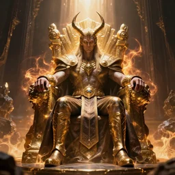 Vroqik the great, sitting in his throne, surrounded by energy, dramatic lighting, fantasy
