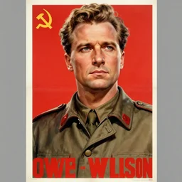 soviet propaganda poster, owen wilson