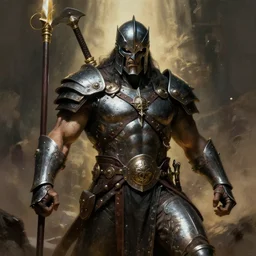a menacing, iron - clad warrior by frazetta